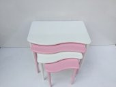 Zigon 17643 S Model Kayın RETRO Ayak Parlak pembe-beyaz renk MDF Tabla El Yapı - 3