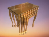 Zigon ST 17936 Klasik Model sehpa Parlak Gold renk Kayın Aslan Oyma Ayak El Yapım thumbnail 3