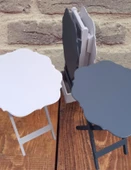 Çanta Zigon 90090 Sehpa Yonca Model Ahşap MDF Beyaz ve Gri Renk Uyum El Yapım thumbnail 6