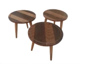 Orta 17974 Sehpa-Zigon PAPATYA Model Ceviz Kaplama Kayın Retro Ayak MDF El Yapım - 1