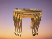 Zigon ST 17936 Klasik Model sehpa Parlak Gold renk Kayın Aslan Oyma Ayak El Yapım thumbnail 1