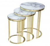 Brc 17881 C Zigon Beyaz Mermer Temper Cam Metal Altın renk Kaplama Ayak El yapım - 3