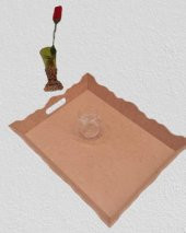 Hobi 90026 Dekoratif Model Tepsi Dikdörtgen Dalga Kenar Ahşap HAM MDF El Yapımı - 6