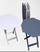 Çanta Zigon 90090 Sehpa Yonca Model Ahşap MDF Beyaz ve Gri Renk Uyum El Yapım thumbnail 3