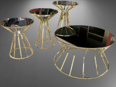 Brc 18065 CADDE Orta ve zigon Sehpa Tk Siyah Temper Cam Metal Altın renk Kaplama thumbnail 2