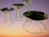 Brc 18065 CADDE Orta ve zigon Sehpa Tk Siyah Temper Cam Metal Altın renk Kaplama thumbnail 4