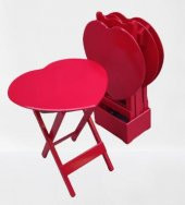 Çanta Zigon 90020 Sehpa Kalp Model Ahşap MDF Parlak Kırmızı Lake Boya El Yapım - 1