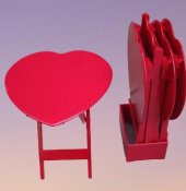 Çanta Zigon 90020 Sehpa Kalp Model Ahşap MDF Parlak Kırmızı Lake Boya El Yapım - 2