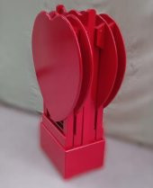 Çanta Zigon 90020 Sehpa Kalp Model Ahşap MDF Parlak Kırmızı Lake Boya El Yapım - 7