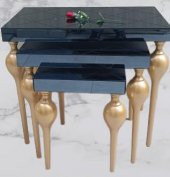 Zigon ILGZ18096 TOMBUL Model Sehpa Parlak Gold Kayın Balon Ayak Baklava çizgi Ayn - 4