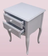 Komodin 12526 Aslan model Klasik Parlak Beyaz Natüre Eskitme Kulp Kayın El Yapım - 4