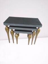 Zigon ILGZ 18421 Sehpa TOMBUL Model Parlak Gold Kayın Klasik Ayak Füme Cam Ayna thumbnail 2