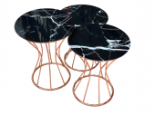 Brc18139 Kum Saati Zigon Siyah Mermer Temper cam Metal ROZA renk kaplam El yapım - 1