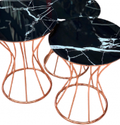 Brc18139 Kum Saati Zigon Siyah Mermer Temper cam Metal ROZA renk kaplam El yapım - 2