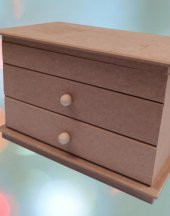 Hobi Dekoratif Model 90073 Makyaj Kutusu 2 Çekmece Ahşap MDF HAM El Yapımı - 7