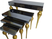 Dresuar-Zigon 18185 TOMBUL ayak Model Kayın Torna MDF Parlk gold Füme cam Kaplama - 2