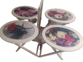 Çanta Zigon 18208 Klasik Oval Sehpa Model Çiçek Motifli HAM Kayın Nature Ei yapım - 2