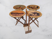 Çanta 18207 Oval Resimli Klasik MODEL Kayın Torna Ayak Parlk ceviz Nature El yapı - 5