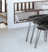 Zigon OSM 18244 Elips Klasik Model Metal V Ayak Siyah Parlak ahşap renk El Yapım thumbnail 2