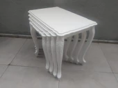 Zigon ST 18191 klasik Model sehpa Kayın Oymalı Aslan Ayk Parlak Beyaz Lake Elyapı thumbnail 2