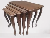 Zigon 18190 klasik sehpa Kayın El Oyma Aslan Ayak Parlak Ceviz Lake Renk El yapım thumbnail 3