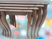 Zigon 18190 klasik sehpa Kayın El Oyma Aslan Ayak Parlak Ceviz Lake Renk El yapım thumbnail 8