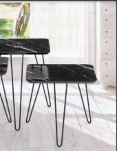 Zigon OSM 18275 KARE Model sehpa Metal V Ayak Parlak ahşap mermer tabla El Yapım - 2