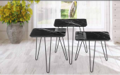 Zigon OSM 18275 KARE Model sehpa Metal V Ayak Parlak ahşap mermer tabla El Yapım - 1