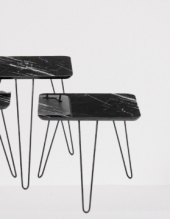 Zigon OSM 18275 KARE Model sehpa Metal V Ayak Parlak ahşap mermer tabla El Yapım - 6