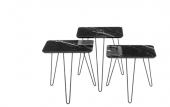 Zigon OSM 18275 KARE Model sehpa Metal V Ayak Parlak ahşap mermer tabla El Yapım - 7