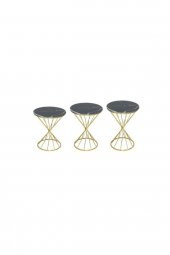 Brc18512 RİVOLİ Zigon Model Metal Gold Renk Siyah mermer temper Tabla Cam El Yapı - 1