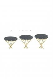 Brc18512 RİVOLİ Zigon Model Metal Gold Renk Siyah mermer temper Tabla Cam El Yapı - 2