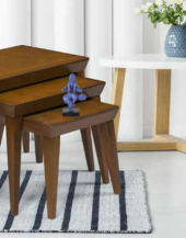 Zigon OSM 18253 Piramit  Model Klasik Sehpa Kayın Retro Ayak Ceviz Ahşap Elyapım - 3