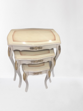 Zigon Sehpa 18567 VİNTAGE Model Parlak Krem Kayın Klasik Aslan Oyma Ayak El Yapım thumbnail 1