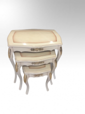 Zigon Sehpa 18567 VİNTAGE Model Parlak Krem Kayın Klasik Aslan Oyma Ayak El Yapım thumbnail 2