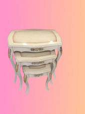 Zigon Sehpa 18567 VİNTAGE Model Parlak Krem Kayın Klasik Aslan Oyma Ayak El Yapım thumbnail 3