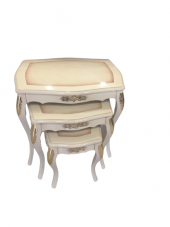 Zigon Sehpa 18567 VİNTAGE Model Parlak Krem Kayın Klasik Aslan Oyma Ayak El Yapım thumbnail 4