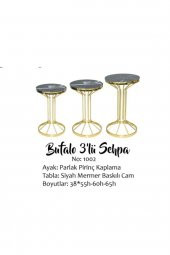 Brc 18536 BUFALO Zigon Model Metal Gold Kaplama Siyah Mermer Temper cam El Yapım - 3