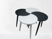 Zigon-Orta ST 19612 Sehpa Takım HİLAL Model Parlak Antrasit Beyaz Renk Kayın RETRO Ayak - 2