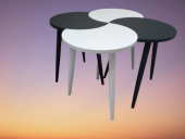 Zigon-Orta ST 19612 Sehpa Takım HİLAL Model Parlak Antrasit Beyaz Renk Kayın RETRO Ayak - 3