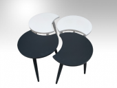 Zigon-Orta ST 19612 Sehpa Takım HİLAL Model Parlak Antrasit Beyaz Renk Kayın RETRO Ayak - 4