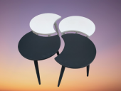 Zigon-Orta ST 19612 Sehpa Takım HİLAL Model Parlak Antrasit Beyaz Renk Kayın RETRO Ayak - 5