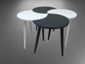 Zigon-Orta ST 19612 Sehpa Takım HİLAL Model Parlak Antrasit Beyaz Renk Kayın RETRO Ayak - 6