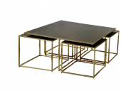 Zigon-Orta 19332 sehpa kare Ogem Model takım Metal gold kaplama Temper füme cam - 3