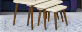 Zigon OSM 18533 Class Model Sehpa Ceviz Krem UYUM Ahşap Kayın torna ayak ELyapım - 6