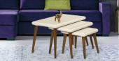 Zigon OSM 18533 Class Model Sehpa Ceviz Krem UYUM Ahşap Kayın torna ayak ELyapım - 1