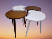 Zigon-Orta 19617 Sehpa Takım HİLAL Model Parlak Ceviz Beyaz Renk Kayın RETRO Ayak thumbnail 5