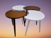 Zigon-Orta 19617 Sehpa Takım HİLAL Model Parlak Ceviz Beyaz Renk Kayın RETRO Ayak thumbnail 6