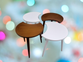 Zigon-Orta 19617 Sehpa Takım HİLAL Model Parlak Ceviz Beyaz Renk Kayın RETRO Ayak thumbnail 7