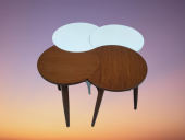 Zigon-Orta 19617 Sehpa Takım HİLAL Model Parlak Ceviz Beyaz Renk Kayın RETRO Ayak thumbnail 1